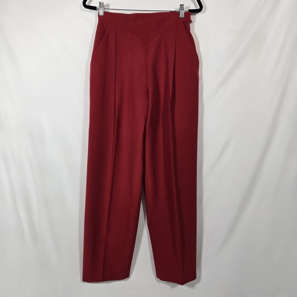 Vintage Todd Ruba for Norman Todd Red Women's Wool Slacks V Panel High Waisted